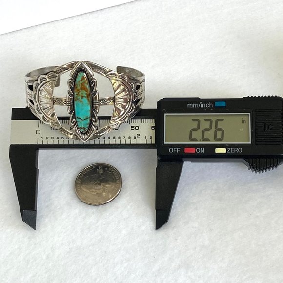 VTG Bell Trading Sterling Silver 925 Southwest Turquoise Wide Band Cuff Bracelet - Picture 14 of 16